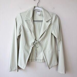 Vintage Wrapper Tie Front Blazer Top Mint Green